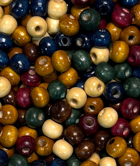 *Bead Mix #278 - 8mm Darker Fall Wood Bead- Pack of 25