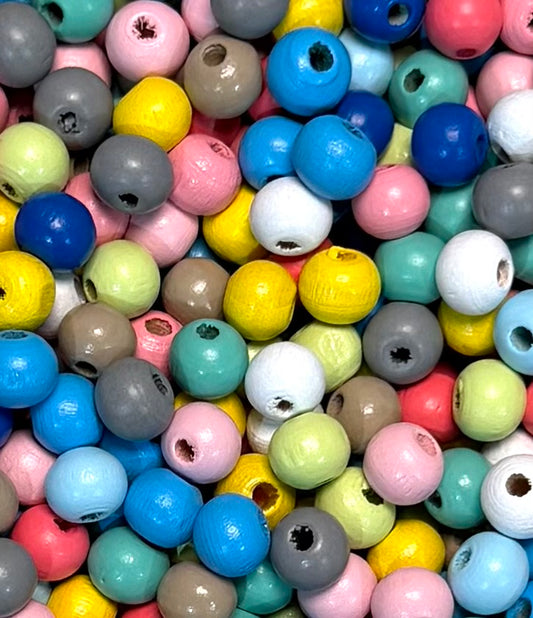 *Bead Mix #279 - 8mm Pastels Wood Bead- Pack of 25