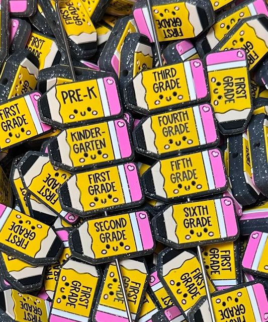Grade Level PENCILS Silicone Focal Bead