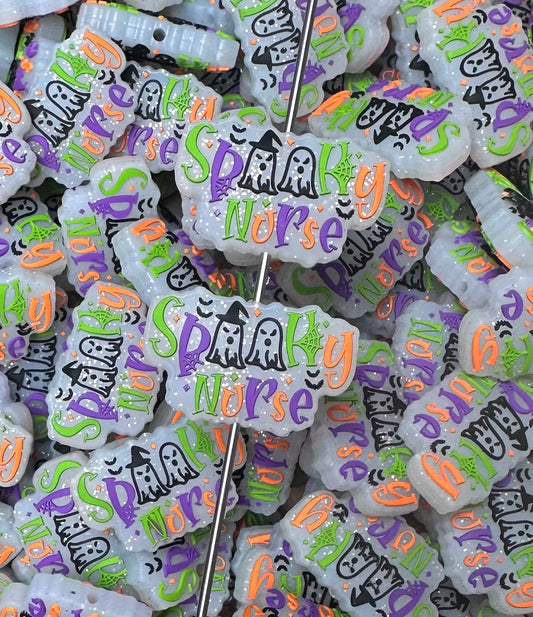 Spooky Nurse Silicone Focal Bead, Halloween Focal Bead