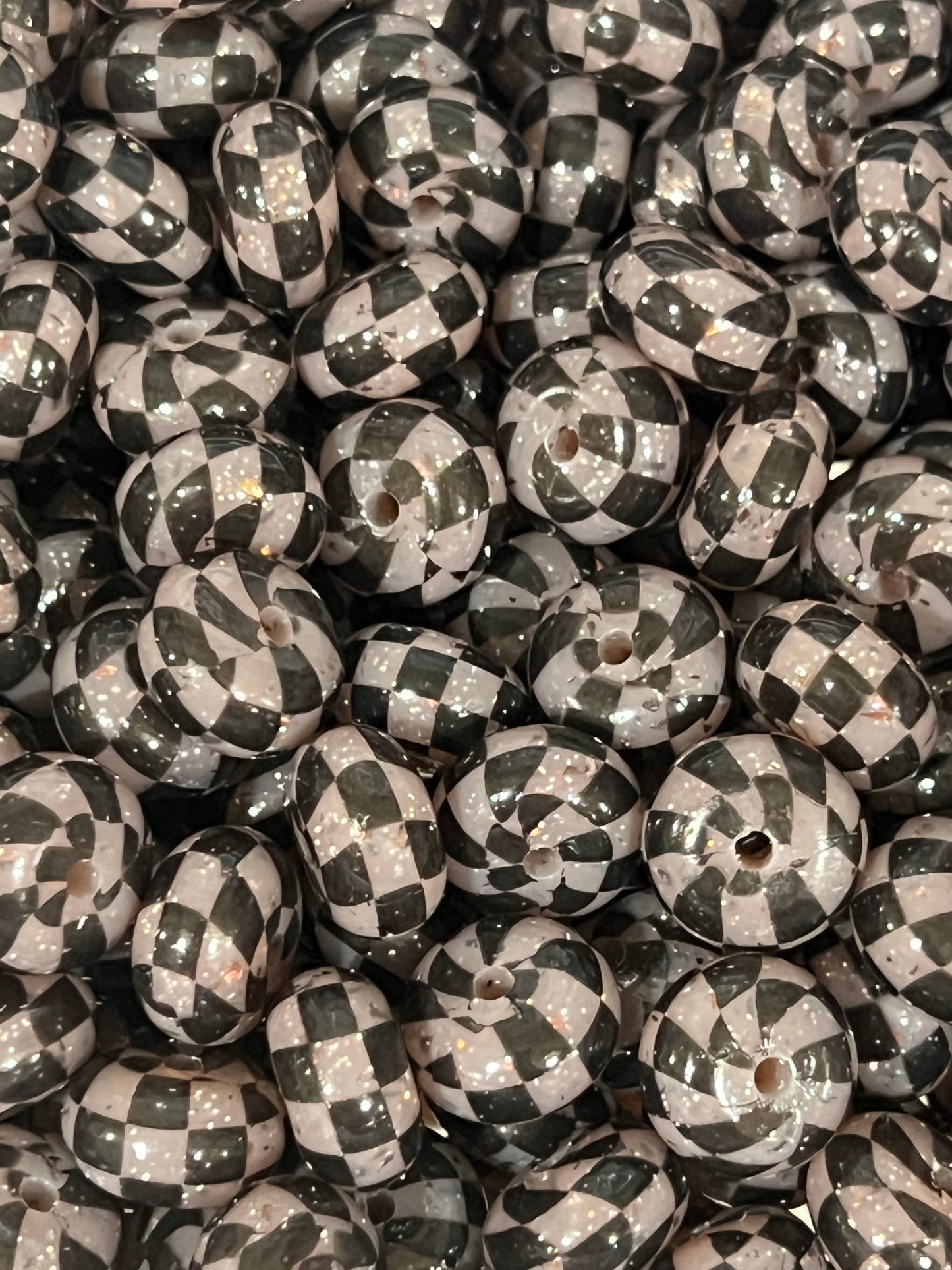 14mm ABACUS Liquid Checker BROWN Printed Silicone Beads