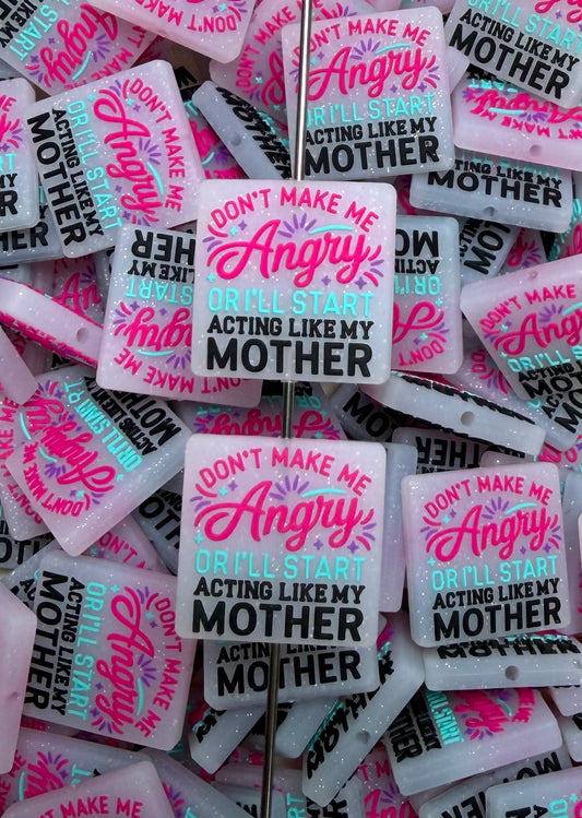 Q- Don't Make Me Angry Silicone Focal Bead, Quote Focal Beads