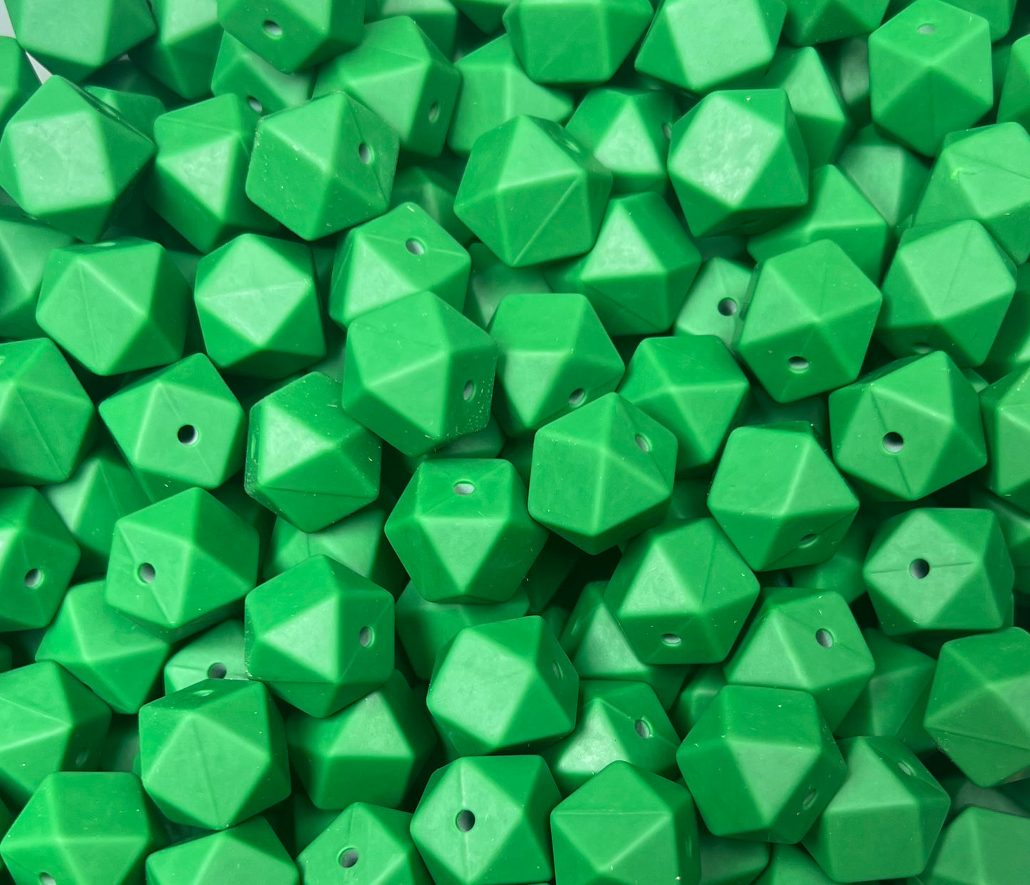 14mm Hexagon Forest Green Silicone Beads