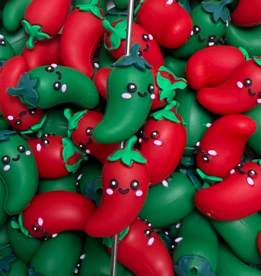 3D Pepper Focal Bead, **NOT FOR TEETHING** 3D Food Focal Bead