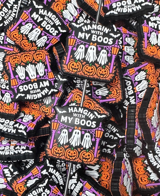 Hangin' With My Boos Silicone Focal Bead, Halloween Focal Bead