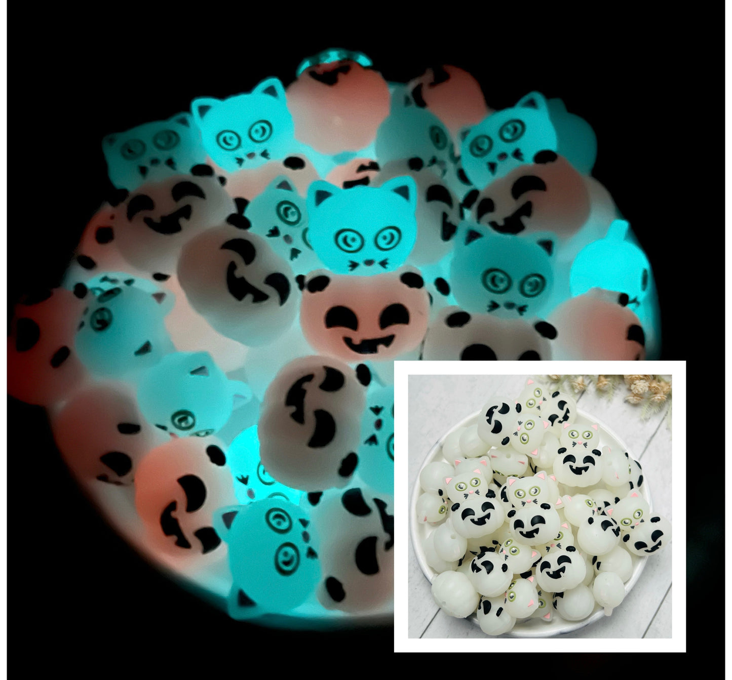 3D Exclusive Cat Pumpkin Silicone Focal Bead,**NOT FOR TEETHING** Halloween Shape Silicone Bead, Farm Focal