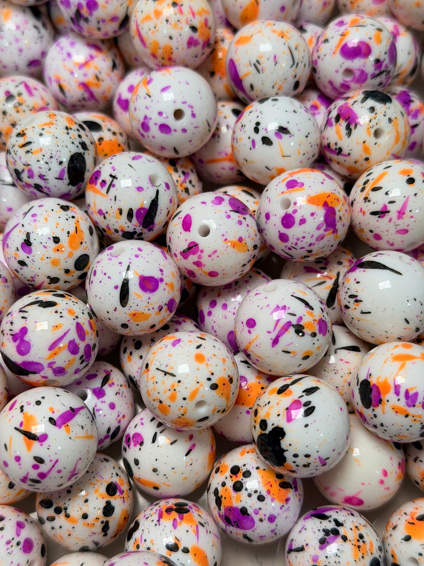 20mm Halloween Splatter Round Acrylic Beads
