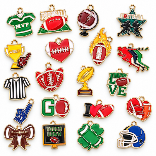 *Bead Mix #518 - Football Random Charms, School Charms