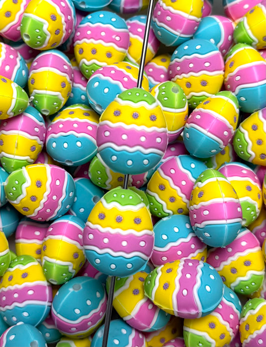 3D Easter Egg Silicone Focal Bead, Easter Shape Silicone Bead