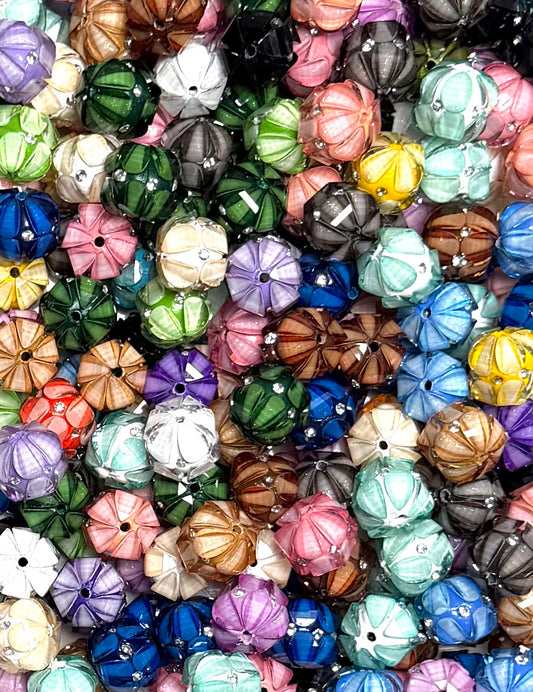 *Bead Mix- #263 20mm Flower Bursts Rhinestone Round Acrylic Beads