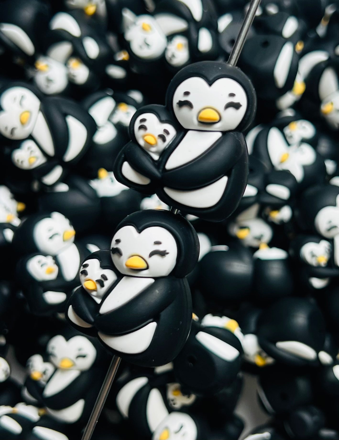 3D Mama Penguin Silicone Focal Bead,**NOT FOR TEETHING** Animal Shape Silicone Bead