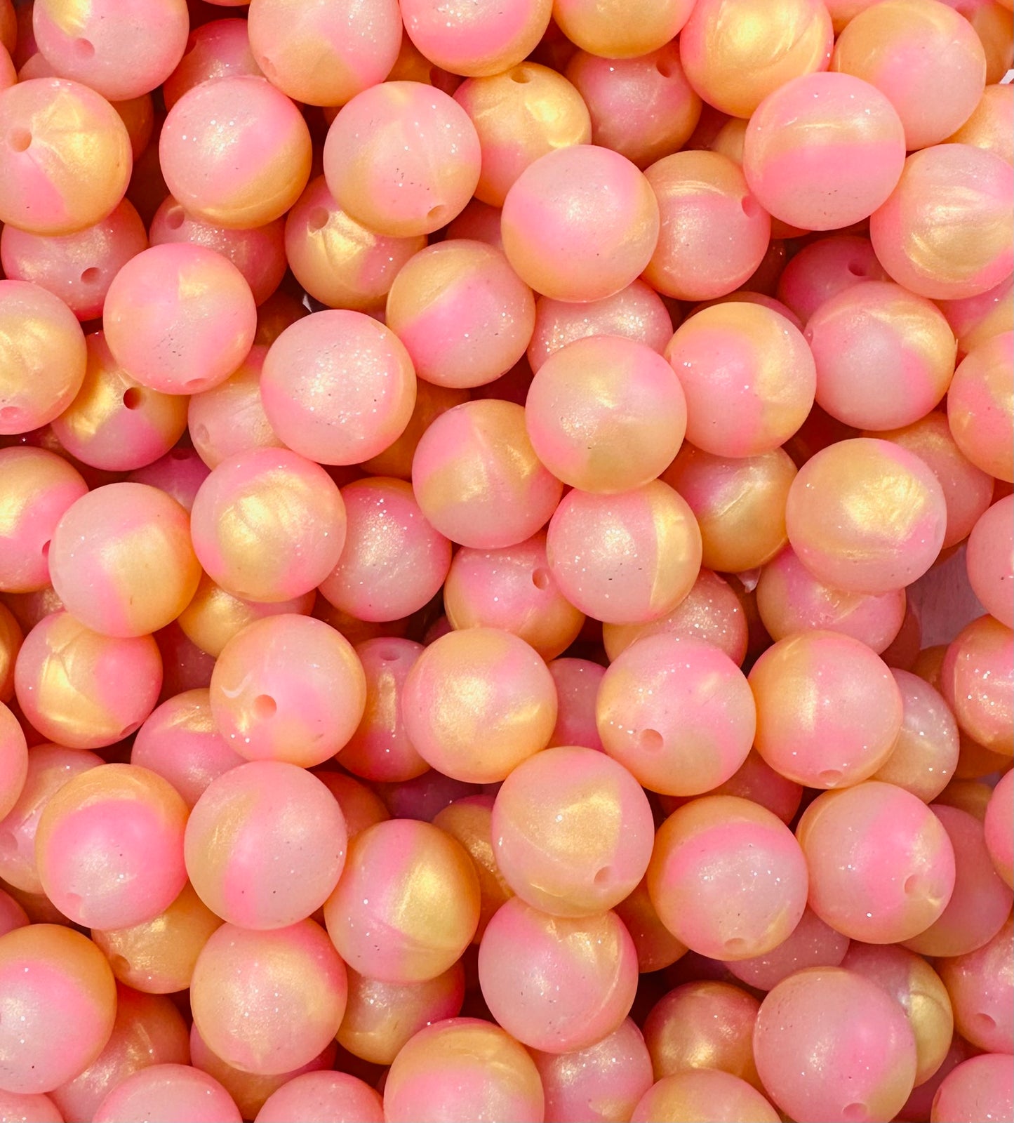 15mm GLITTER Twilight Rose Round Silicone Beads