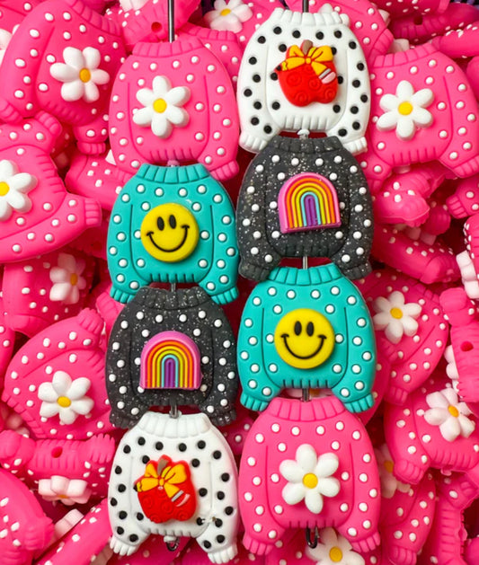 3D Teacher Sweater Silicone Focal Bead