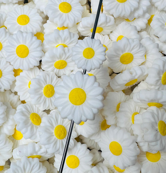 New Sunflower WHITE Silicone Focal Bead, Flower Shape Silicone Bead