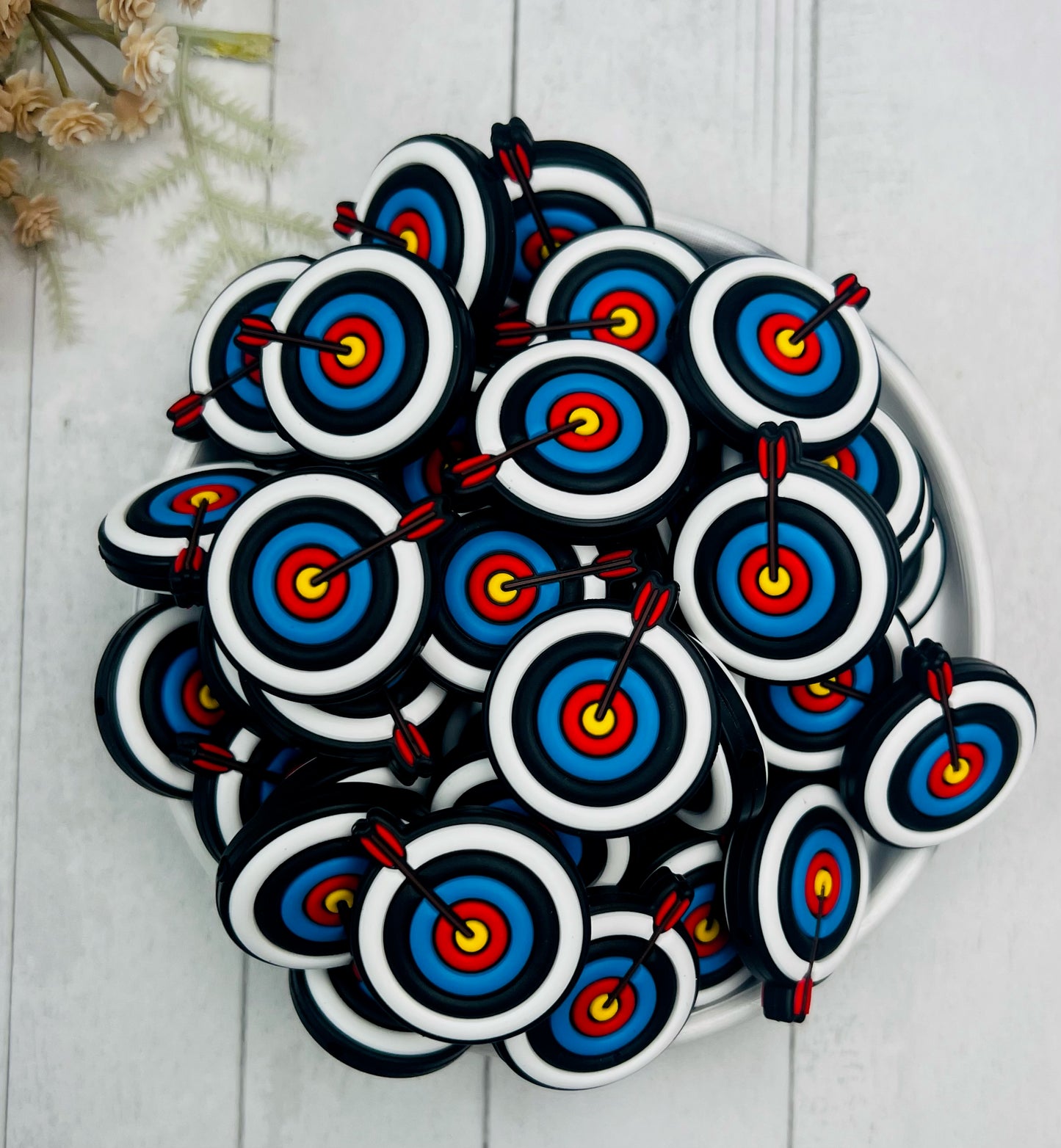 Exclusive Archery Target Silicone Focal Bead, Sports Focal Bead