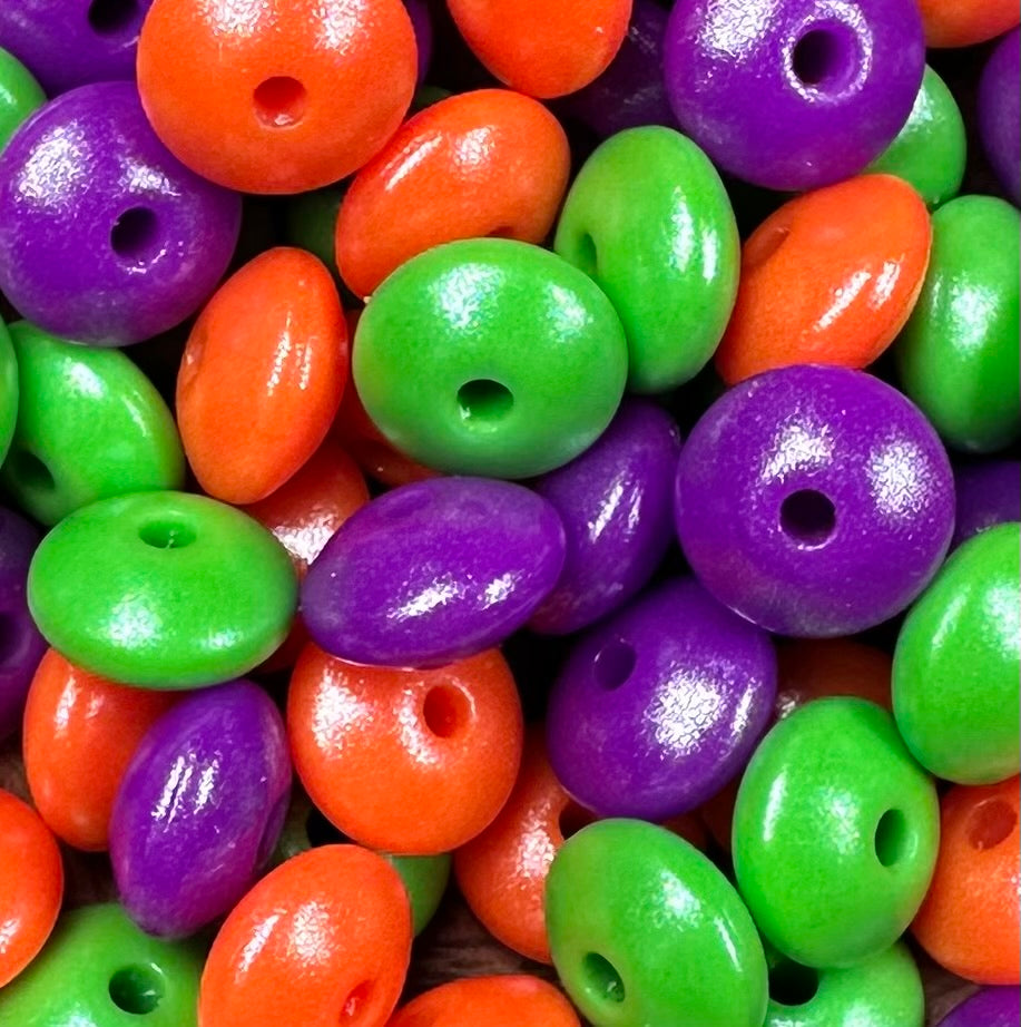 * Bead Mix - LENTIL Opal Halloween Mix, 15mm Round Silicone Bead Mix