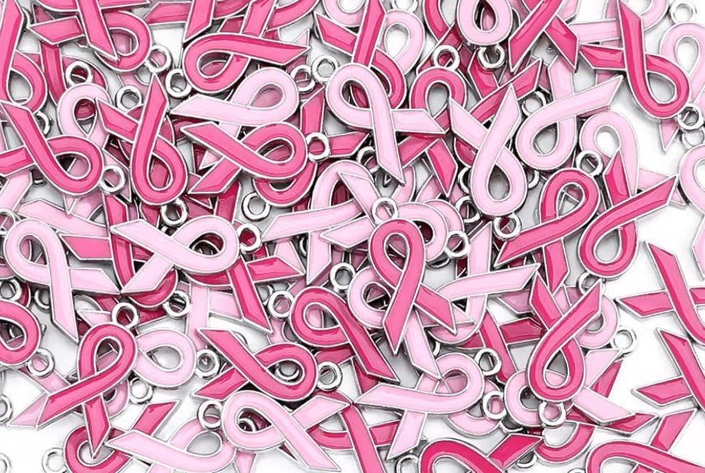 *Bead Mix #553- Breast Cancer Awareness RIBBON Charms