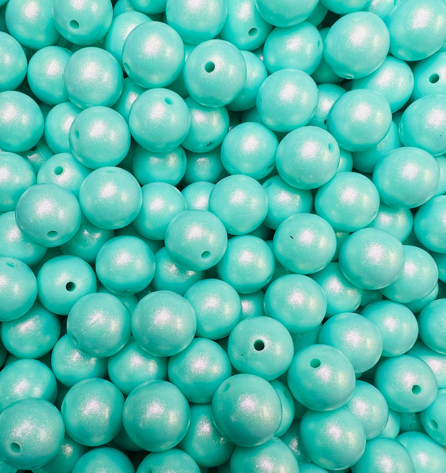 15mm Opal Aqua Round Silicone Beads