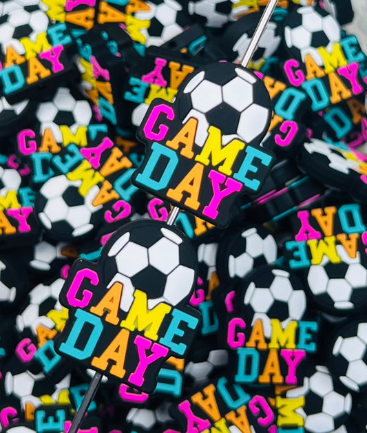 Discontinued- Game Day SOCCER Focal Silicone Bead, Sports Focal Silicone Bead