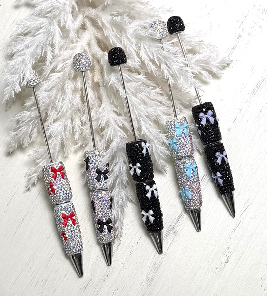 *Beadable Pen BOW RHINESTONES, DIY Beaded Pen
