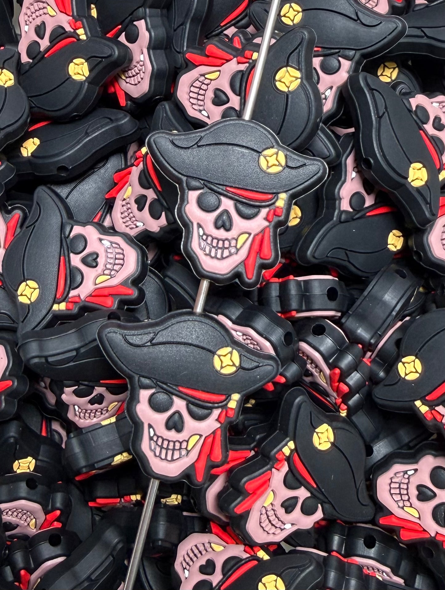 H- Pirate Silicone Focal Bead, Halloween Silicone Bead