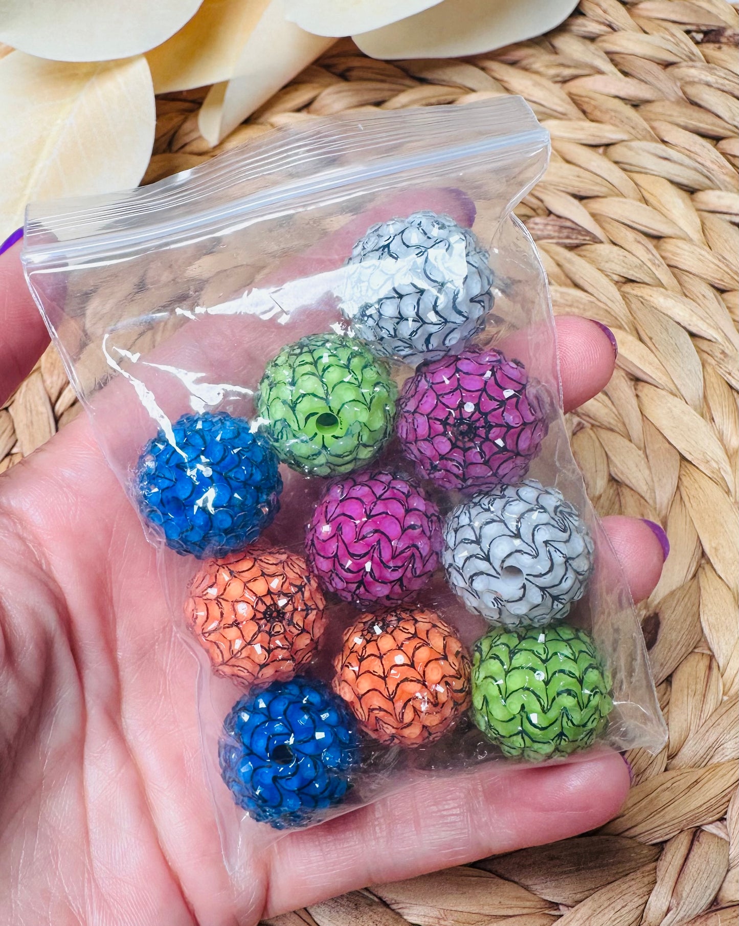 *Bead Mix- #48 20mm Spider Rhinestone Round Acrylic Beads
