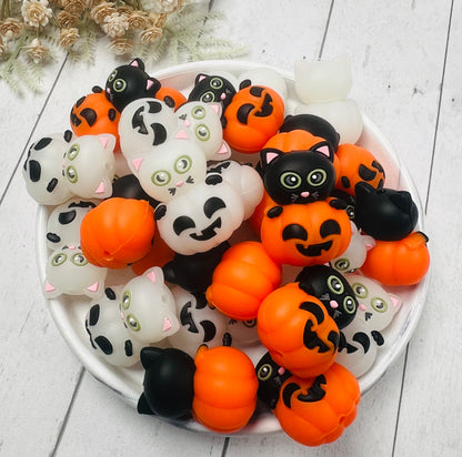 3D Exclusive Cat Pumpkin Silicone Focal Bead,**NOT FOR TEETHING** Halloween Shape Silicone Bead, Farm Focal