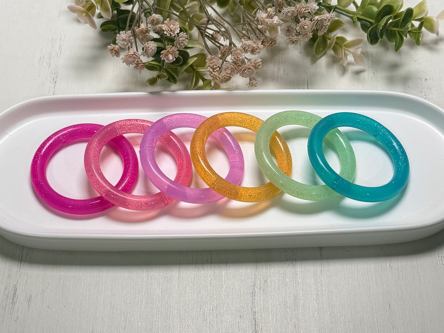*65mm Silicone JELLY Glitter Ring With Holes for Beading