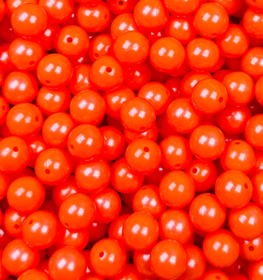 15mm Opal Orange Round Silicone Beads