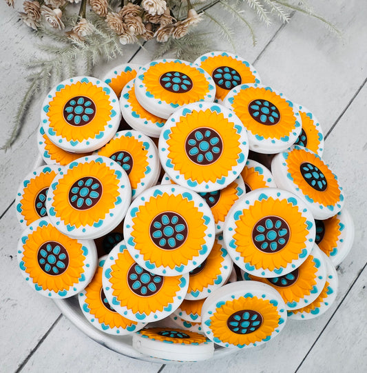 Another Sunflower Silicone Focal Bead, Western Flower Focal Bead