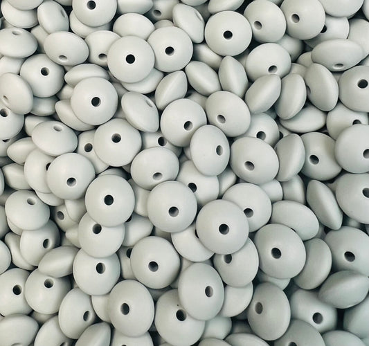 12mm Lentil Solid Winter Blue Silicone Beads