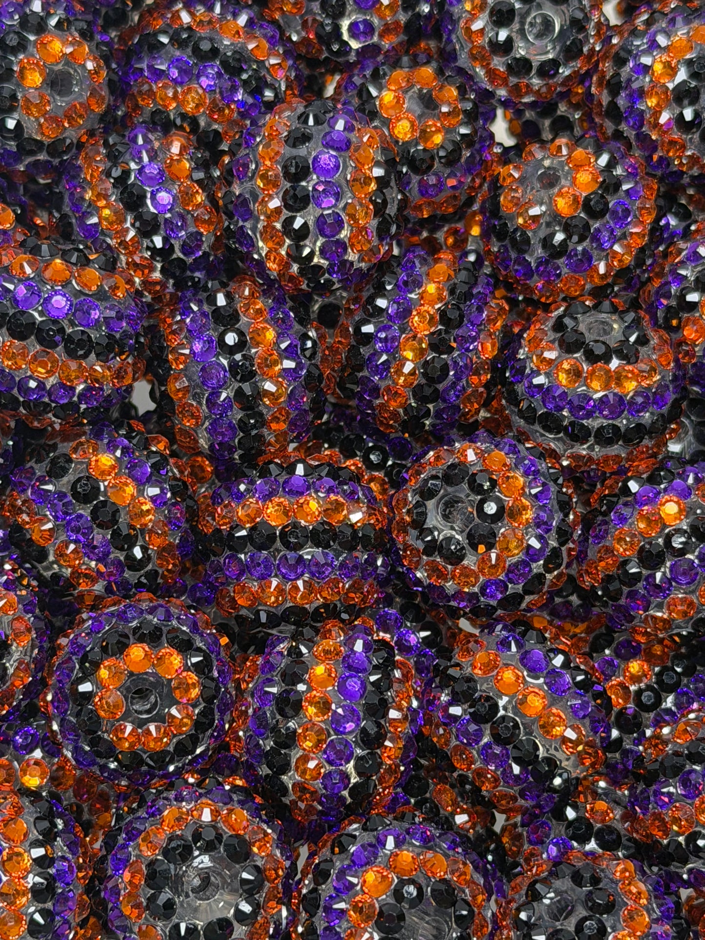 20mm Halloween STRIPES Rhinestone Round Acrylic Beads
