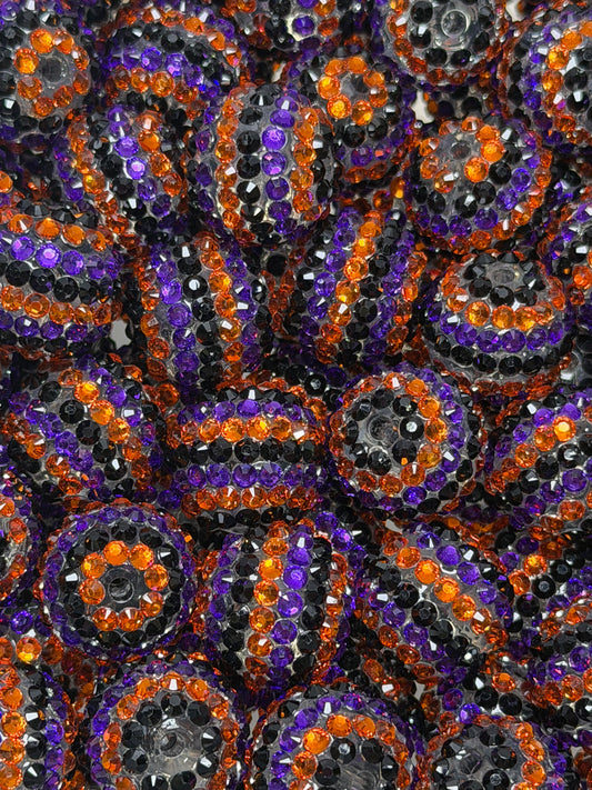 20mm Halloween STRIPES Rhinestone Round Acrylic Beads