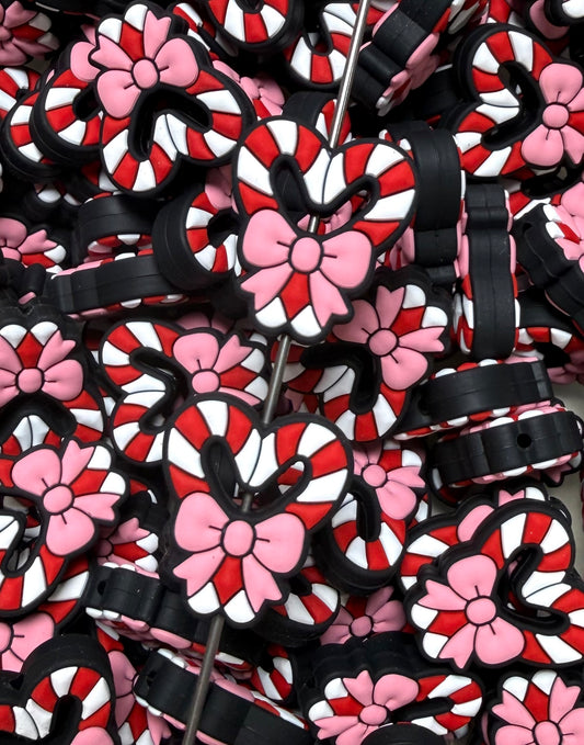 C- Peppermint Love EXCLUSIVE Silicone Focal Bead, Christmas Silicone Bead