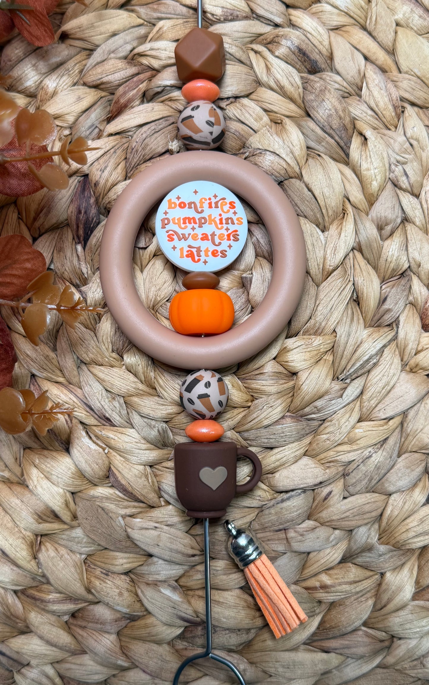 *Bead Kit #532- Bonfires and Pumpkins DIY Car Charm Silicone Bead Kit, Fall Car Charm Kit