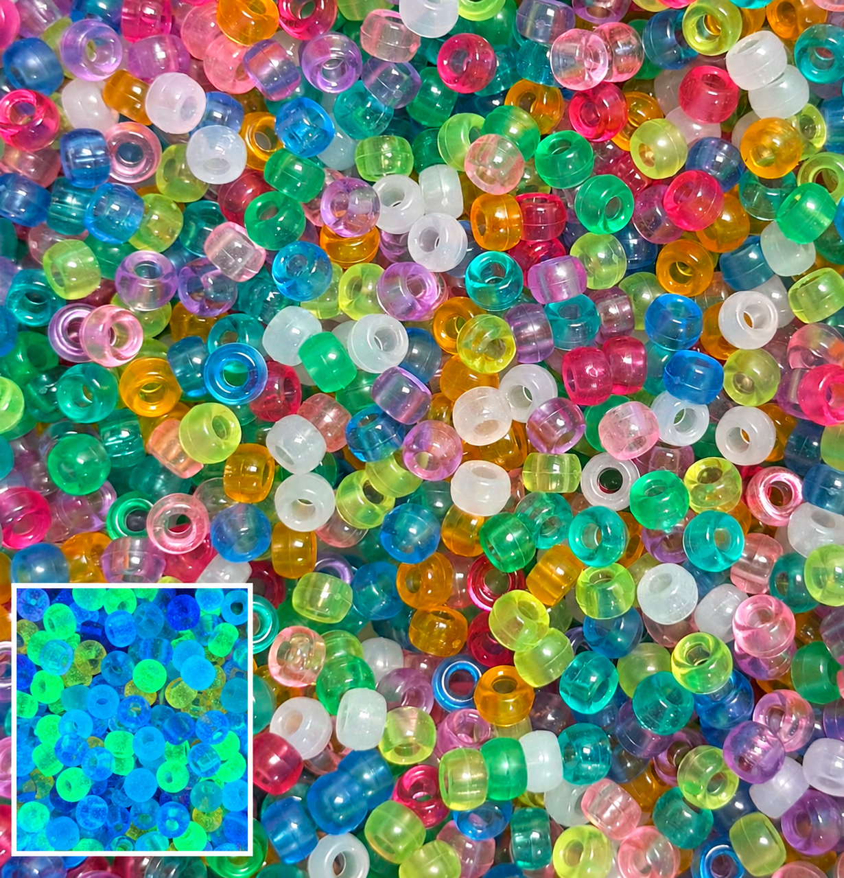 *Bead Mix- #322 Glow In The Dark Acrylic Pony Beads- Pack of 25