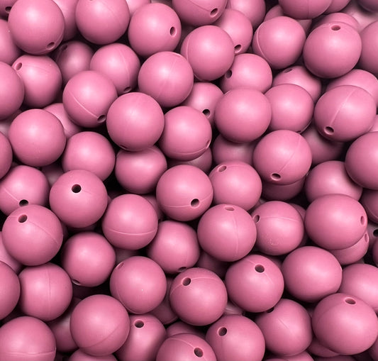 15mm Solid Maroon Round Silicone Bead