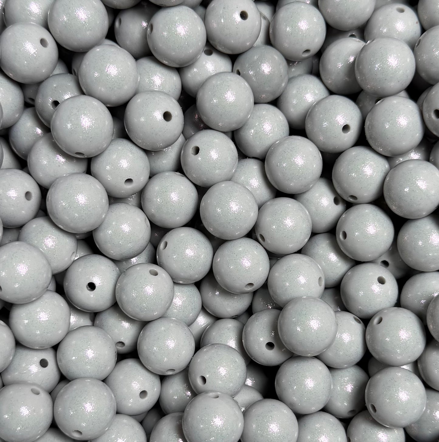 15mm Opal Light Grey Round Silicone Beads