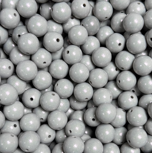 15mm Opal Light Grey Round Silicone Beads