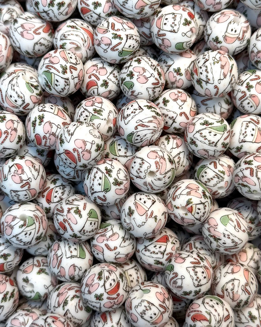15mm Print Jolly Spirit EXCLUSIVE Round Silicone Beads