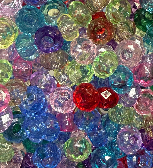 *Bead Mix- #305 Jewels Acrylic Abacus Spacers- Pack of 5, Large Hole Beads, European Beads