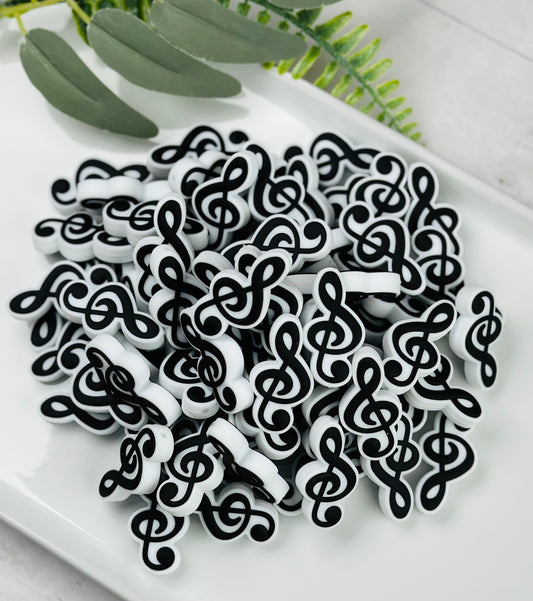 Treble Clef Focal Silicone Bead, Music Focal Silicone Bead