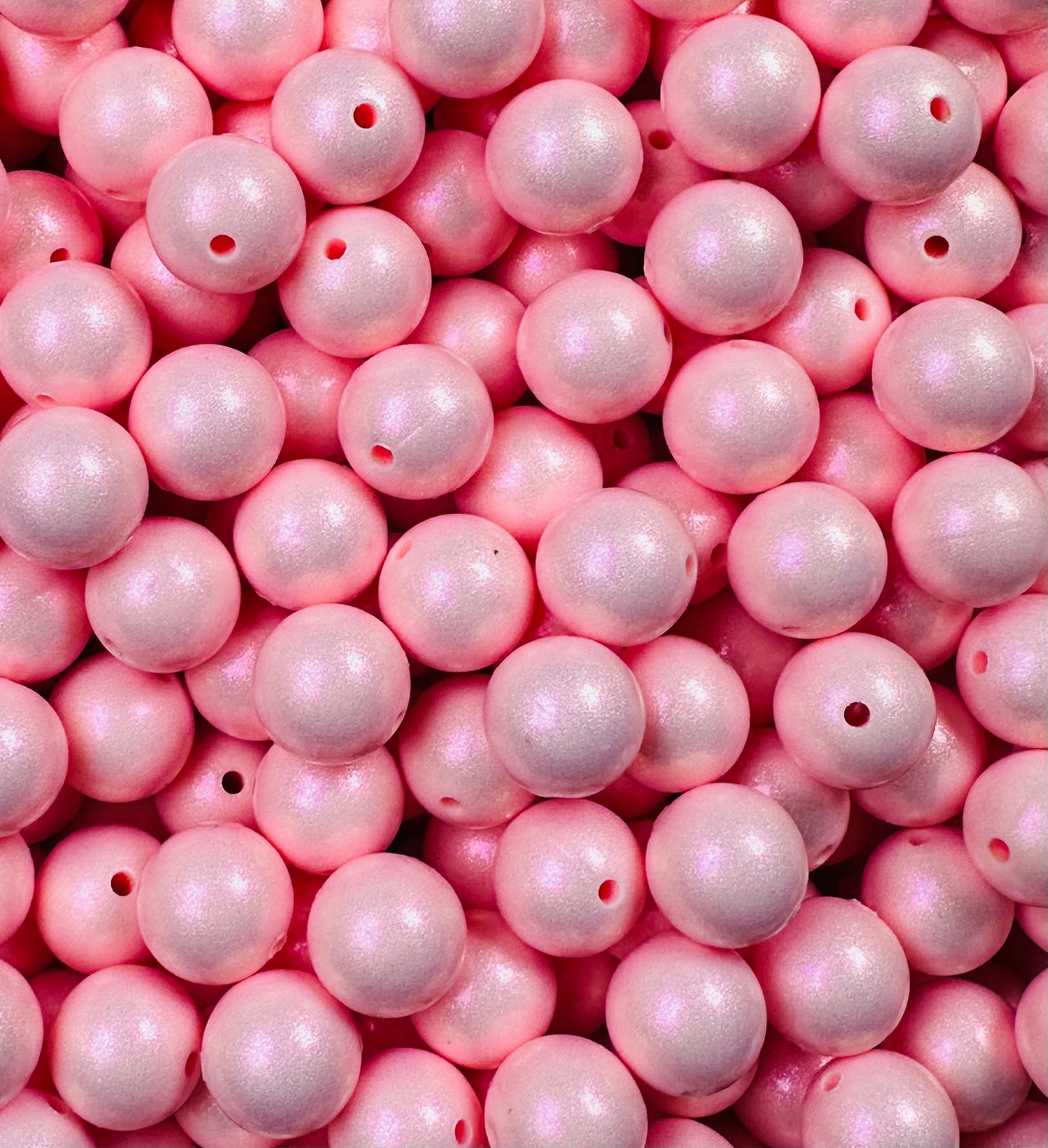 15mm Opal Soft Pink Round Silicone Beads, Glossy Silicone Beads