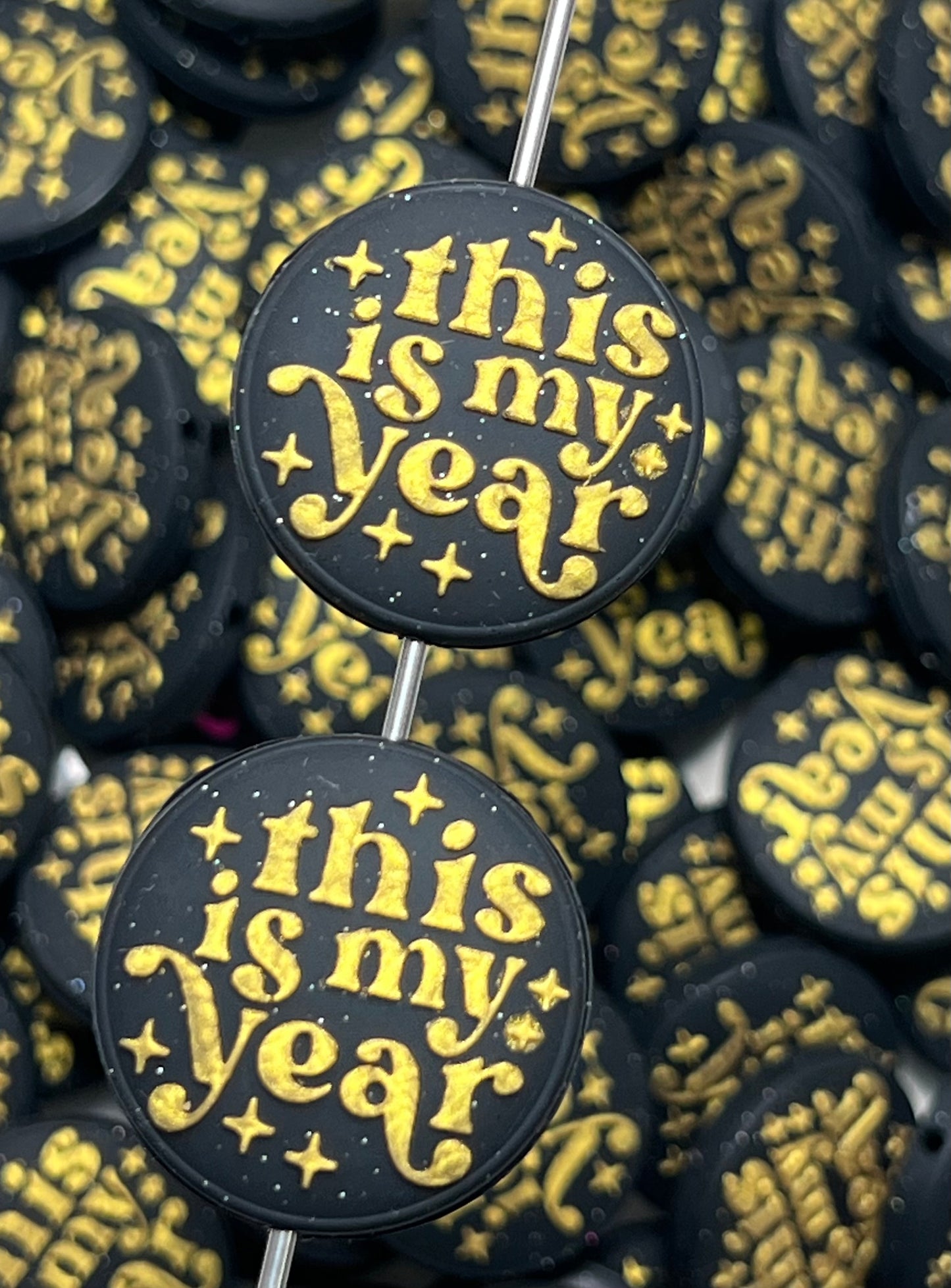 Q- This is My Year Silicone Focal Bead, New Year Focal Bead