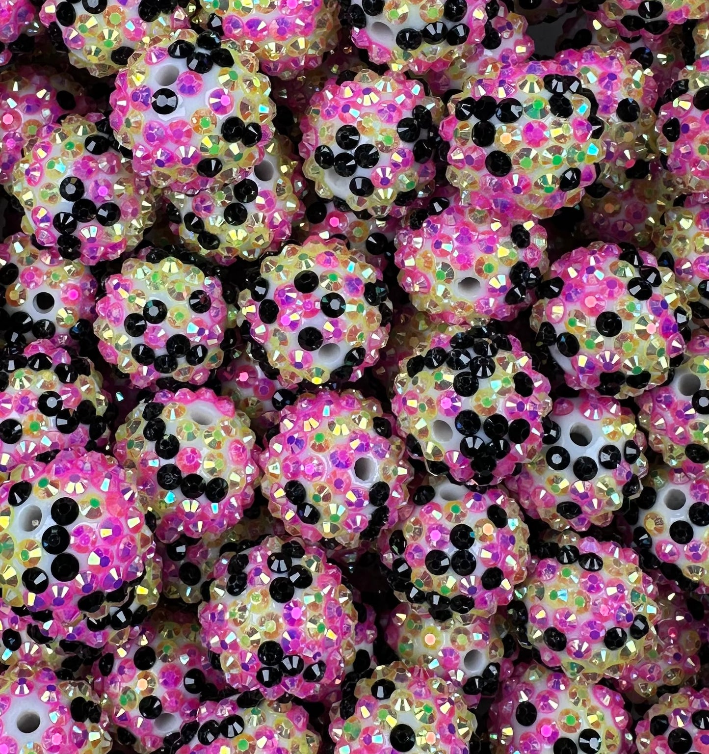 20mm Summertime Rhinestone Round Acrylic Beads