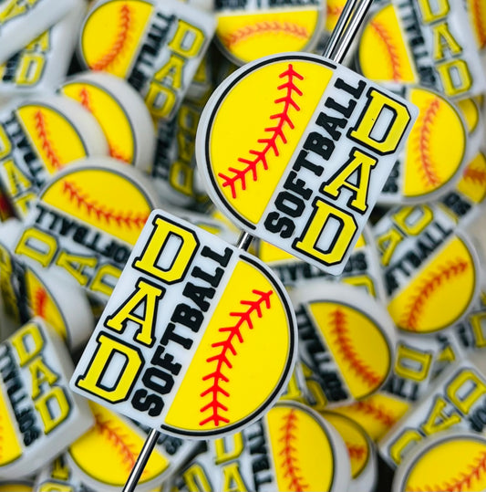 Softball DAD EXCLUSIVE Silicone Focal Bead, Sports Focal Bead