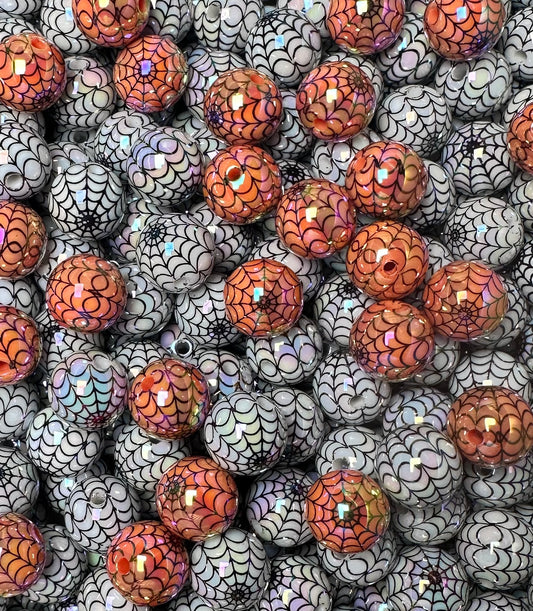 15mm Iridescent Spider Rhinestone Round Acrylic Beads