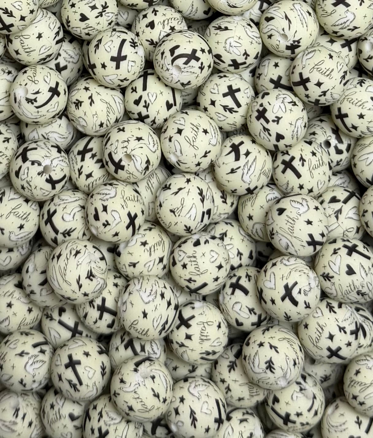15mm Print Faith EXCLUSIVE Silicone Beads