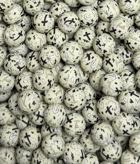 15mm Print Faith EXCLUSIVE Silicone Beads