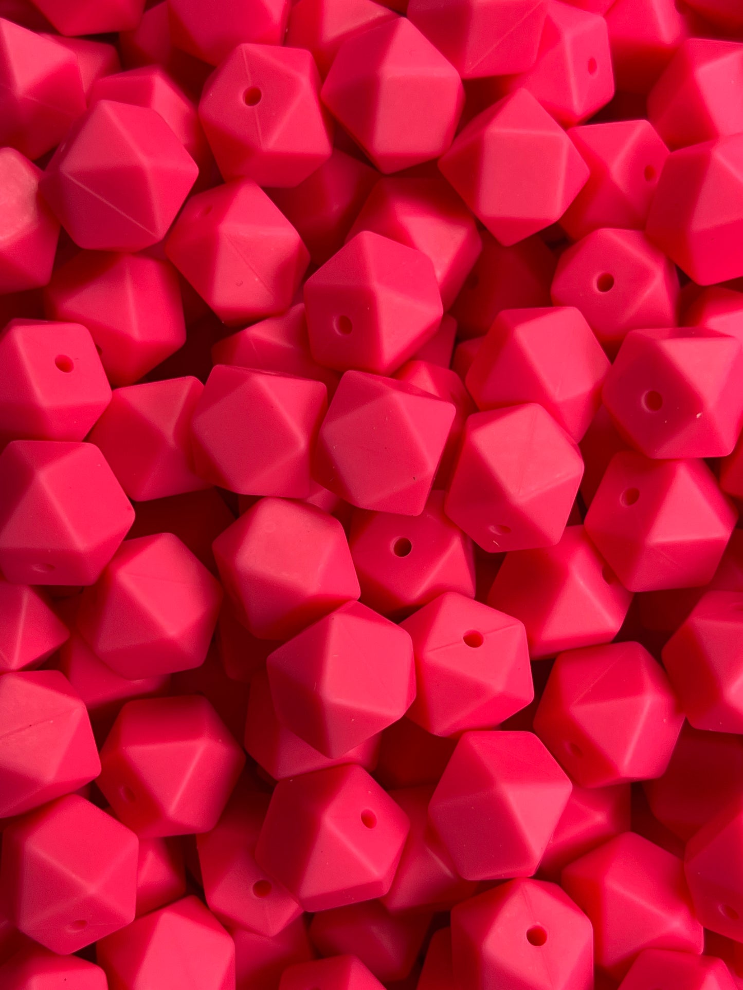 14mm Hexagon Rosado Silicone Beads